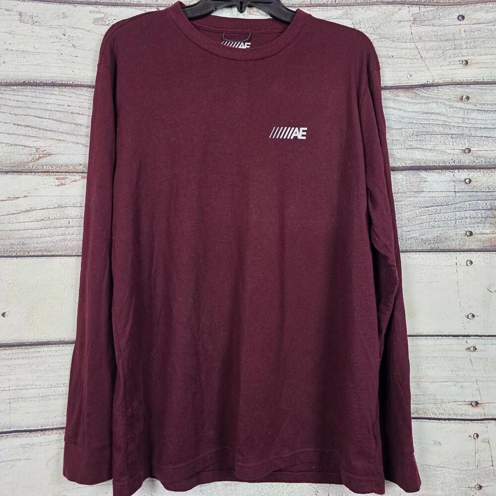 American Eagle AE Logo Long Sleeve Shirt Burgundy Men’s L